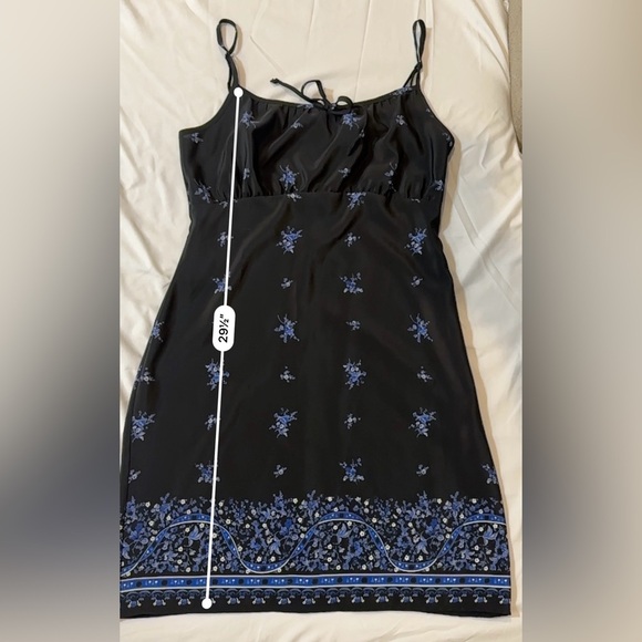 Basic Editions Spaghetti Strap Black and Blue Slip Midi Dress - Picture 7 of 10